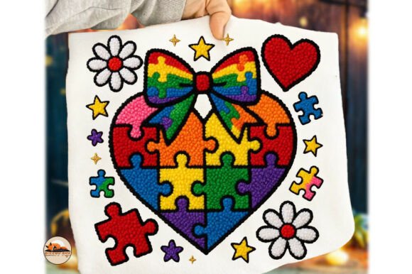 Autism Puzzle Piece Heart Bow Faux Yarn: A Versatile Design for Creators and Advocates