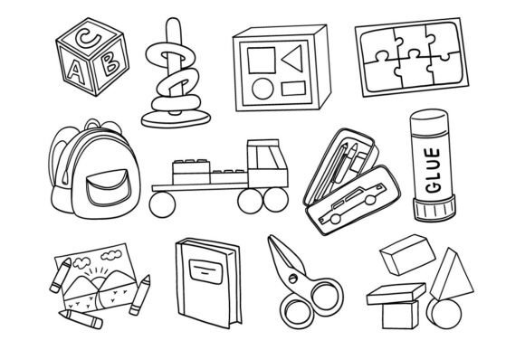 Bringing Classroom Creativity to Life with Kids School Doodle Icons Clipart Set