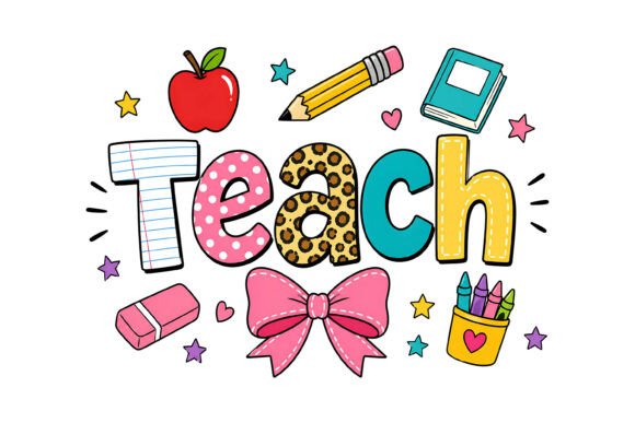 Cute Teach School Doodle Design Assets
