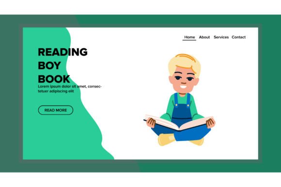 Kid Reading Boy Book Vector: Design Essentials
