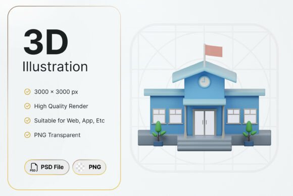 School Main Building Icon: A Versatile Asset for Educational Design