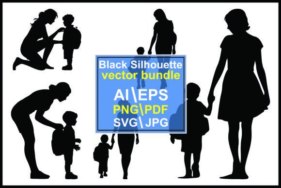Silhouettes of Adults Children Walking: A Visual Storytelling Guide