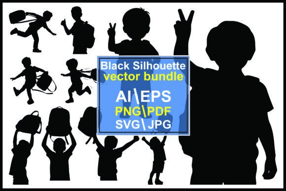 Silhouettes of Children Carrying Backpacks: A Practical Asset for Creative Workflows