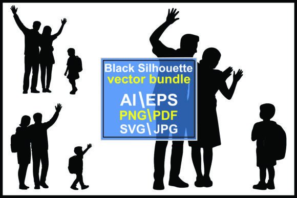 Silhouettes of People Waving and Walking